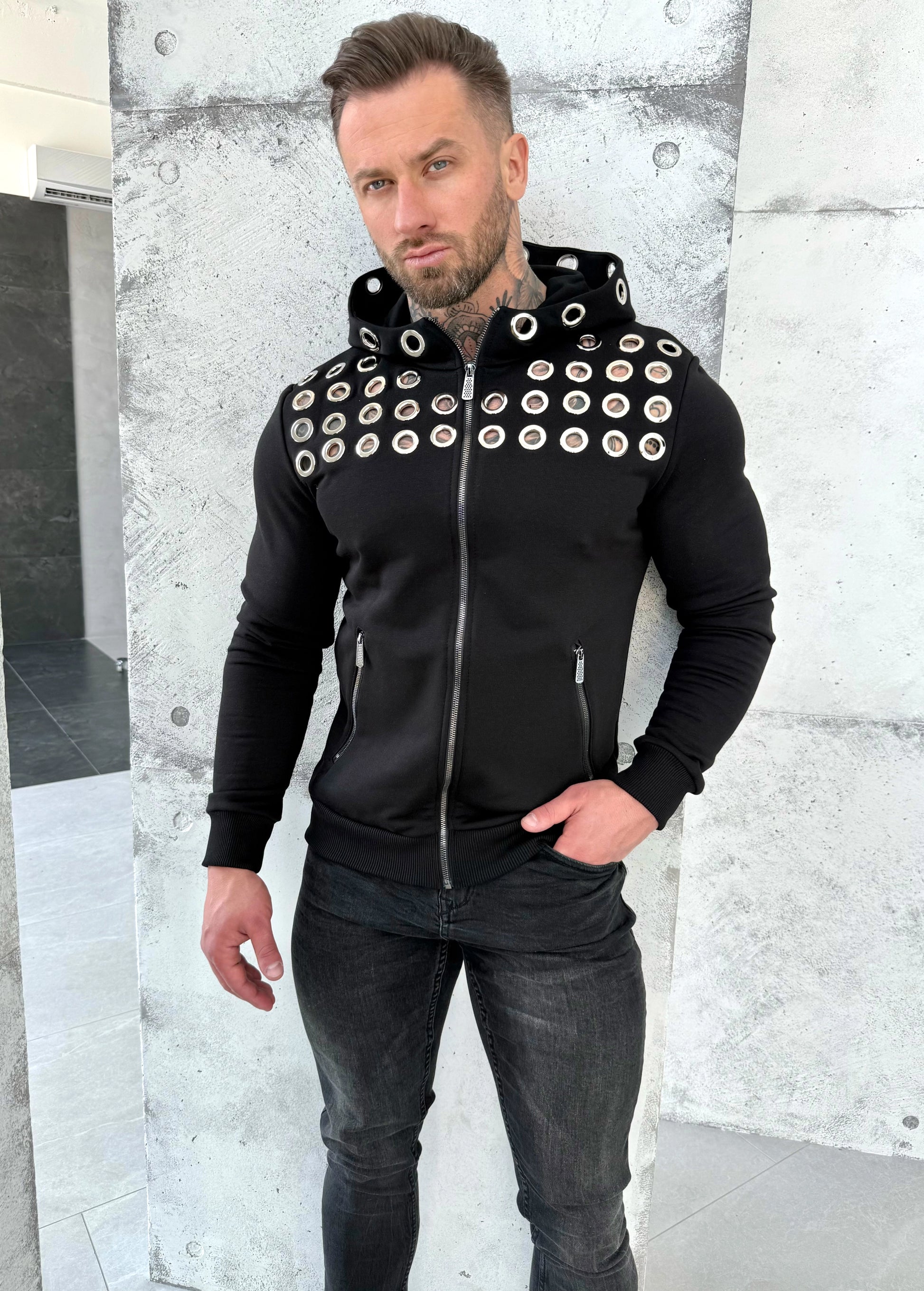 Men’s Hoodie Rings — Black Zip-Up