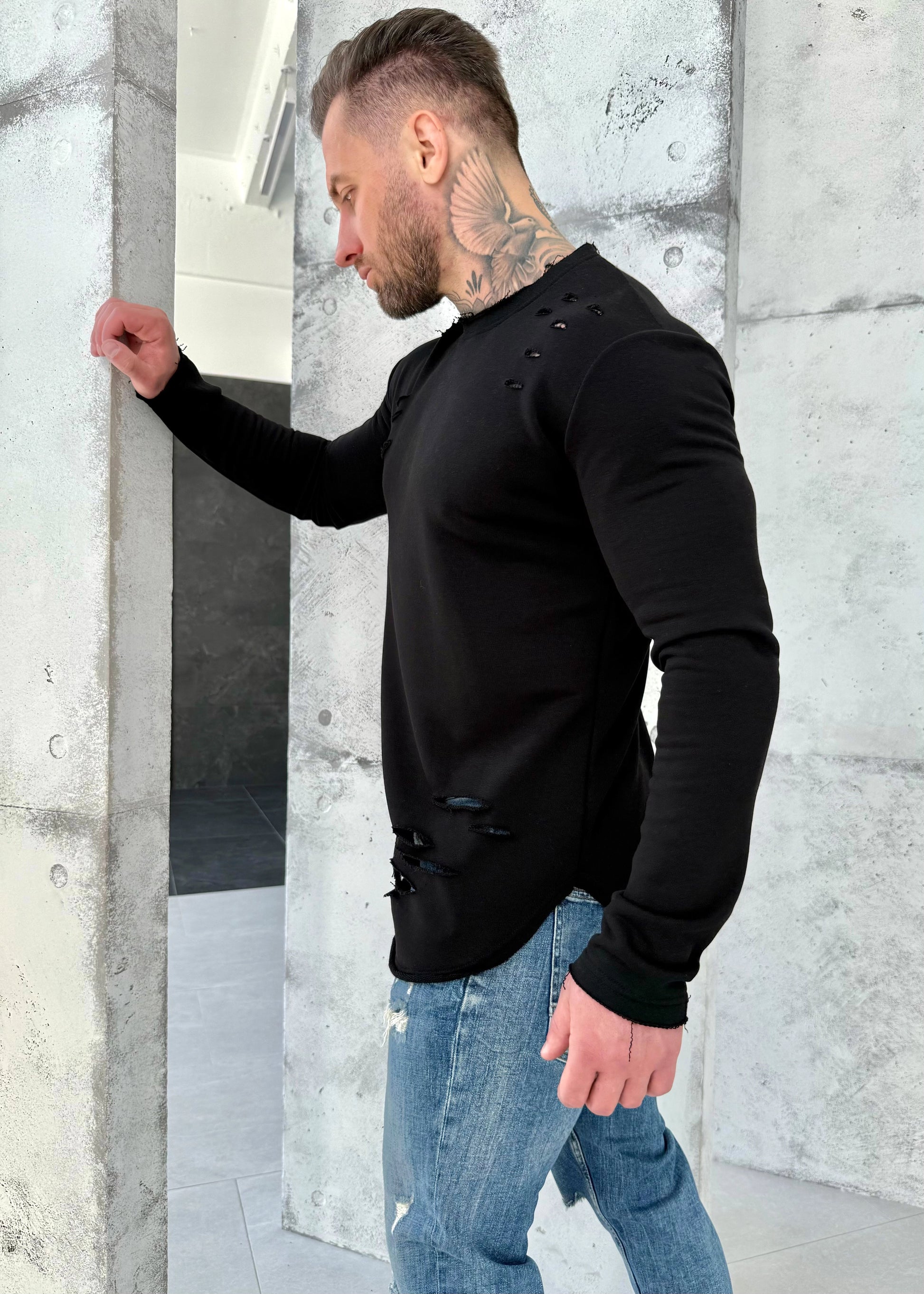 Men’s Sweatshirt Holey — Black