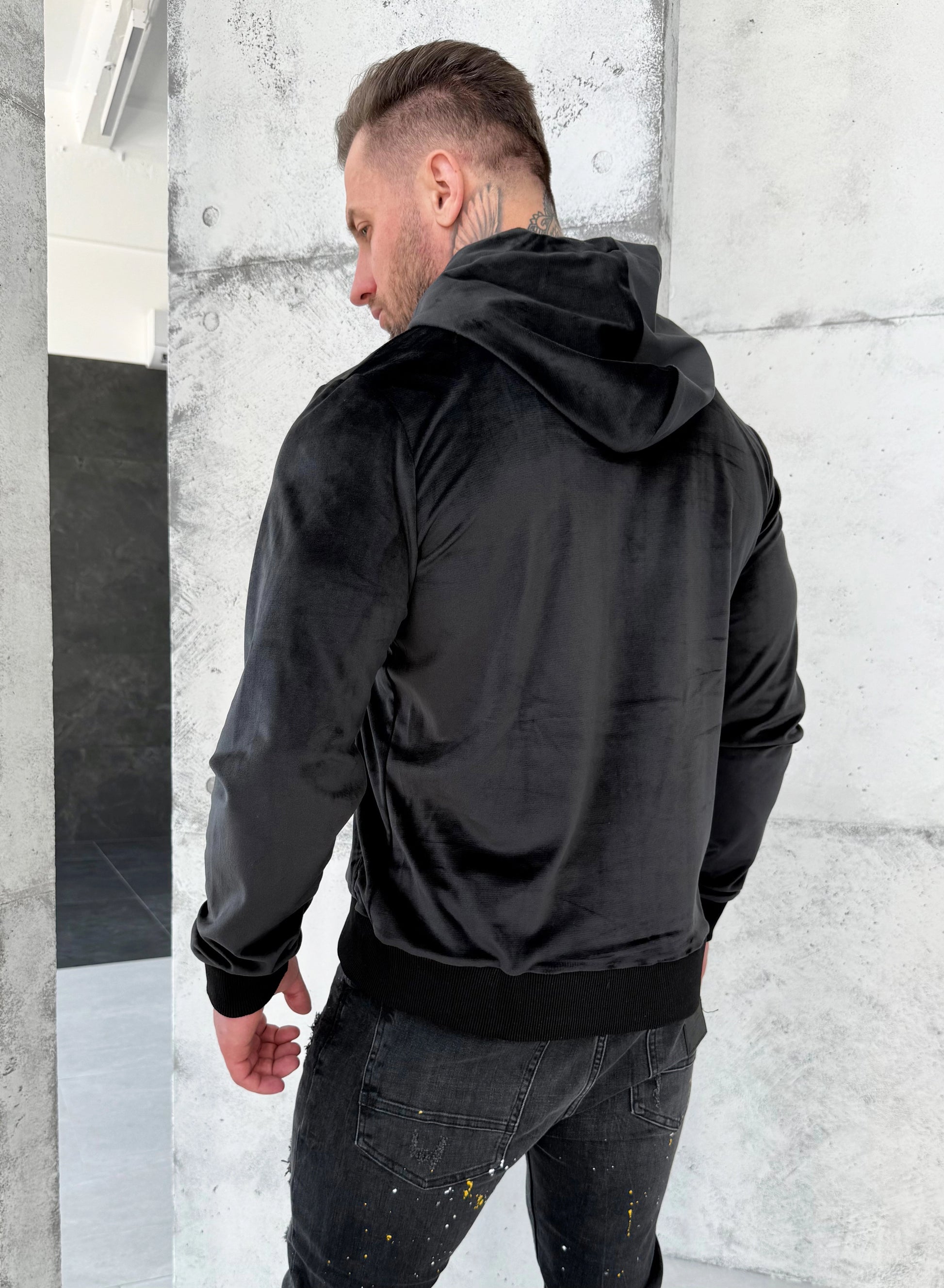 Men’s Hoodie Vela — Black Velour