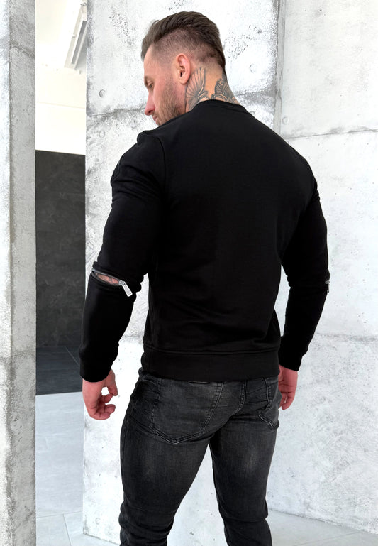 Men’s Sweatshirt Four Zippers — Black