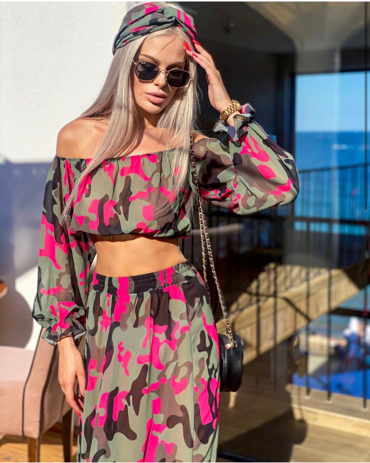 Women’s Lira Valentino Summer 3-Piece Set Pink Camo