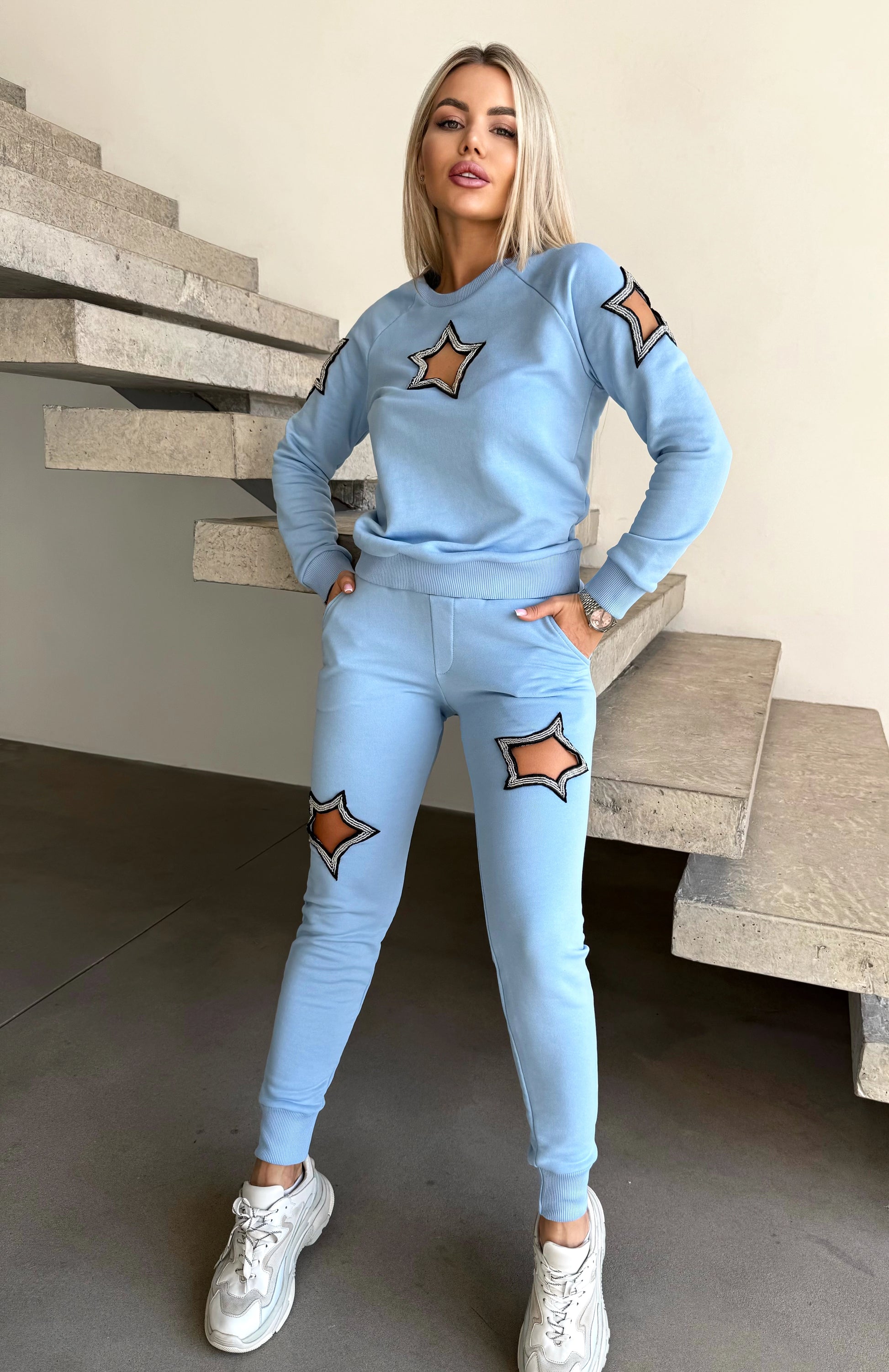 Women’s Beaded Tracksuit – Stars Blue