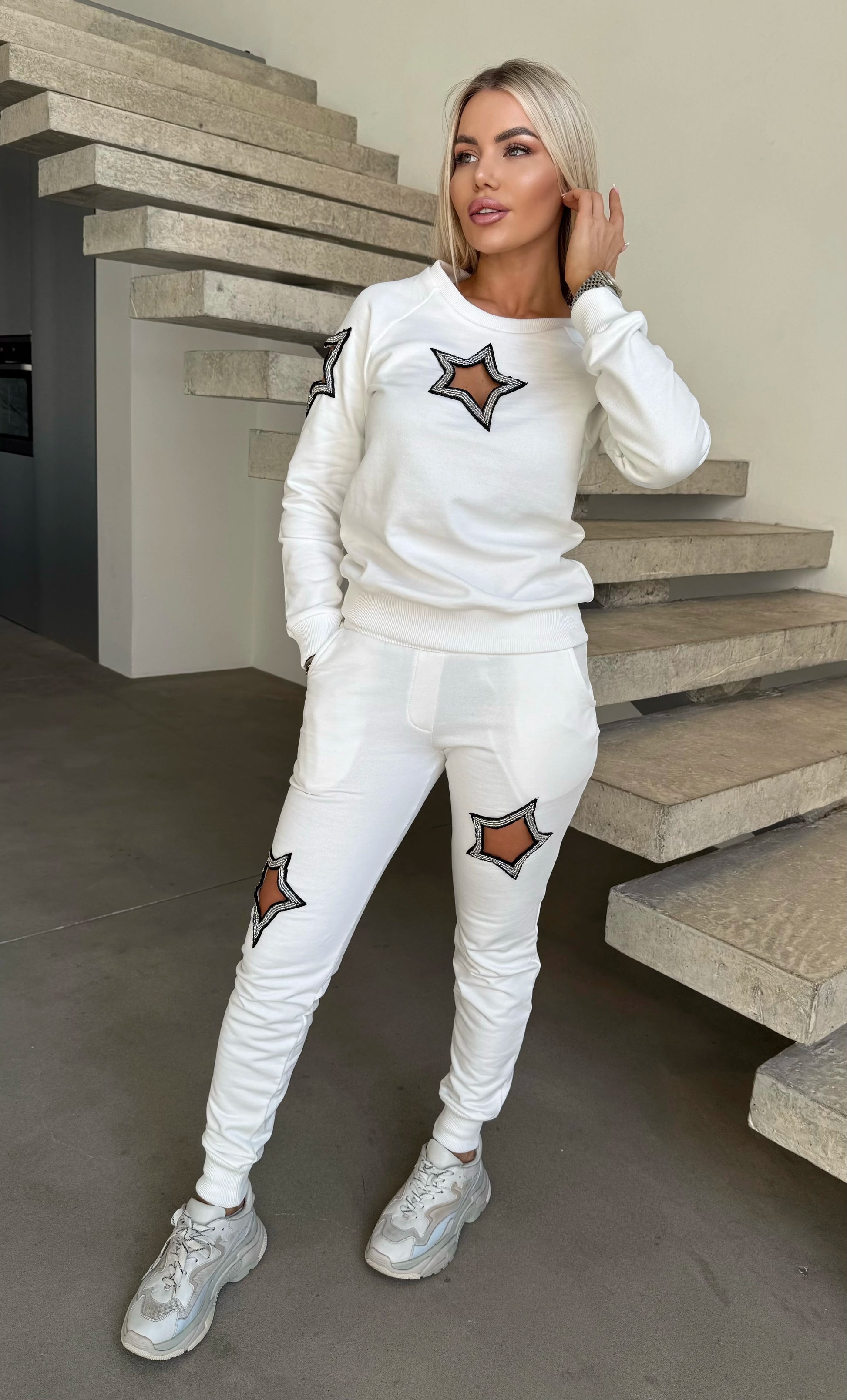 Women’s Beaded Tracksuit – Stars White
