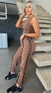 Women’s Beige Lace-Up Corset Tracksuit — Lacy Short