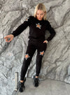 Women’s Beaded Tracksuit – Stars Black
