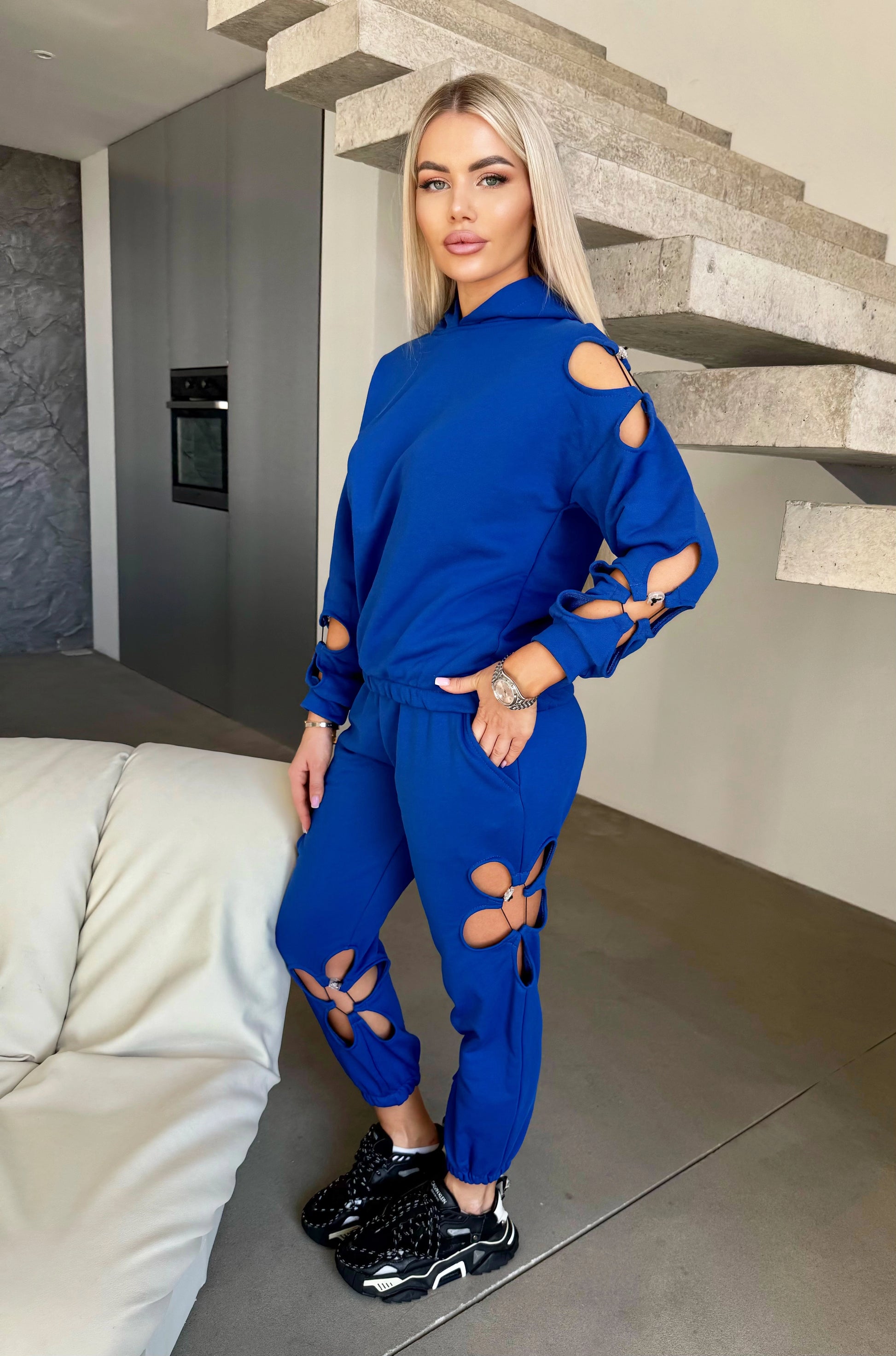 Women’s Flower Cut-Out Tracksuit — Daisy Blue