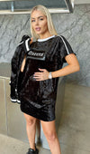 Women’s Queens Velour Bomber & Dress Set Black
