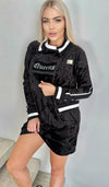 Women’s Queens Velour Bomber & Dress Set Black