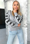 WOMEN’S SWEATSHIRT CROSS RIBBONS — GREY