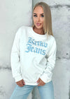 Women’s Sweatshirt 3D Embroidered Rhinestone — KRTKV Jeans White