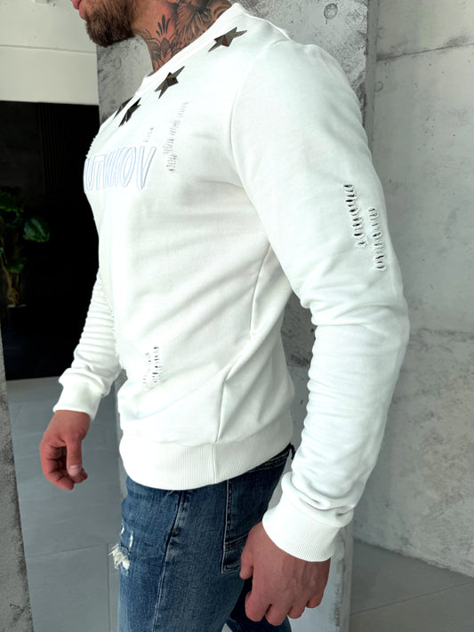 Men’s Sweatshirt Five Metal Stars — White