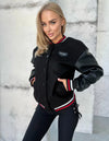 Women’s Bomber Lendy Black Leather Sleeves
