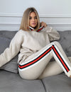 Women’s Warm Rhinestone Tracksuit – Flavia Beige