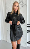 Women’s Eco-Leather Shirt Dress Diana Black