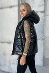 Women’s Shiny Puffer Vest Sandy Black