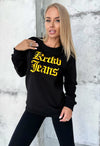 Women’s Sweatshirt 3D Embroidered Rhinestone — KRTKV Jeans Black