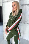 Women’s Knit Tracksuit — Stripes Khaki