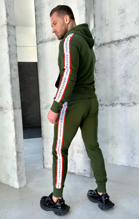 Men’s Knit Tracksuit Stripes – Khaki
