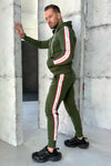 Men’s Knit Tracksuit Stripes – Khaki