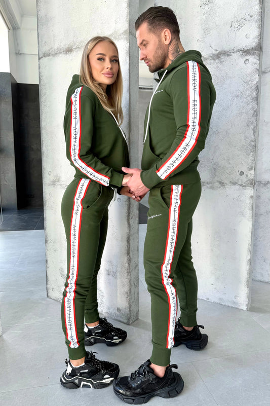 COUPLE KNIT TRACKSUITS STRIPES – KHAKI