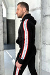 Men’s Knit Tracksuit Stripes – Black
