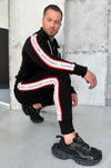 Men’s Knit Tracksuit Stripes – Black