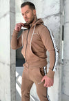Men’s Knit Tracksuit Stripes – Beige