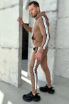 Men’s Knit Tracksuit Stripes – Beige