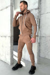 Men’s Knit Tracksuit Stripes – Beige