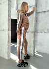 Women’s Knit Tracksuit — Stripes Beige
