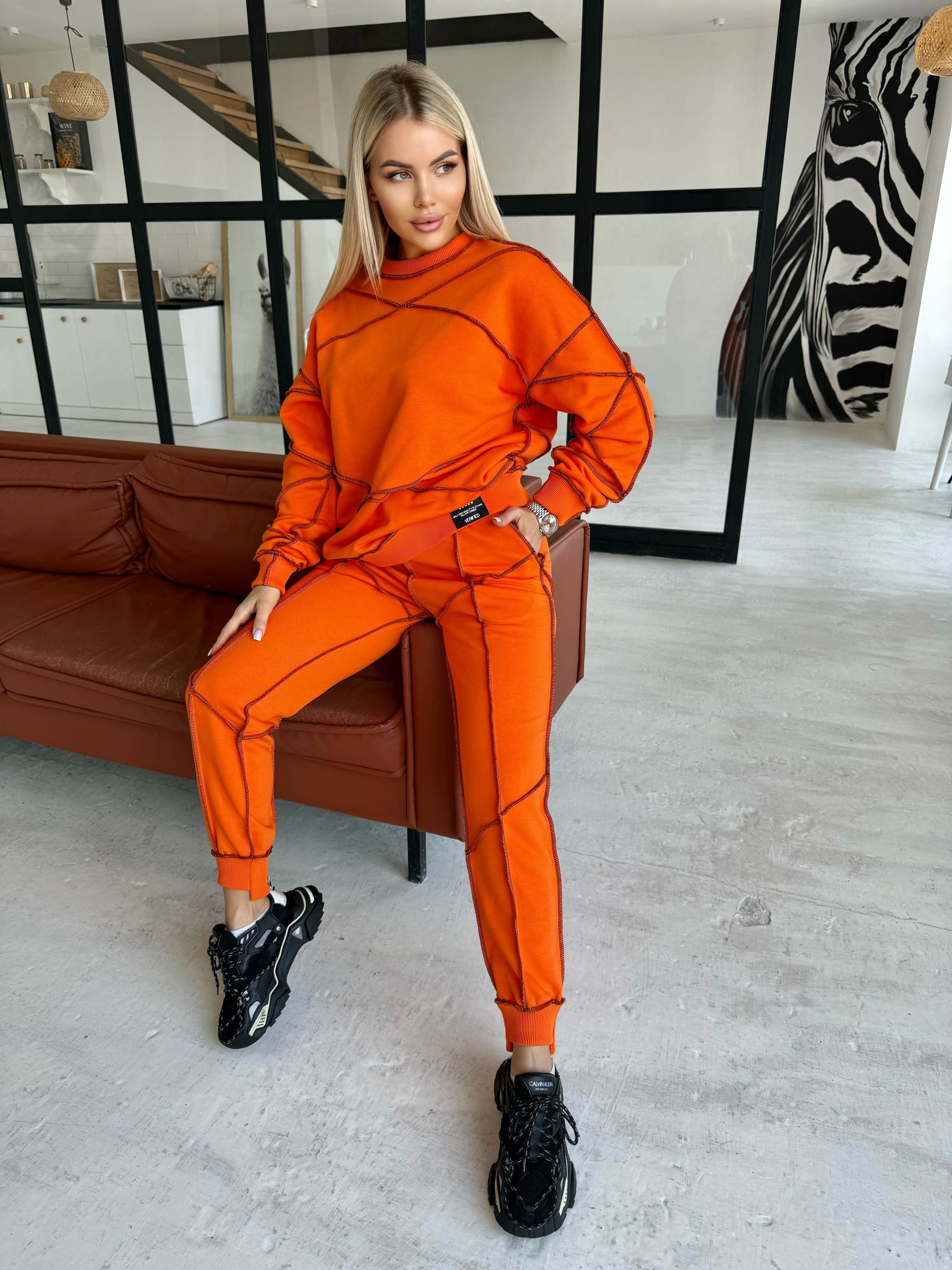 Women’s Reverse Seam Tracksuit – Inva Orange