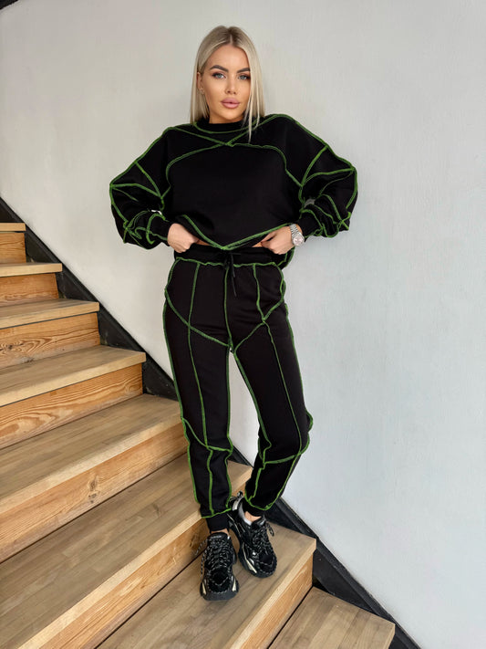 Women’s Reverse Seam Tracksuit – Inva Black