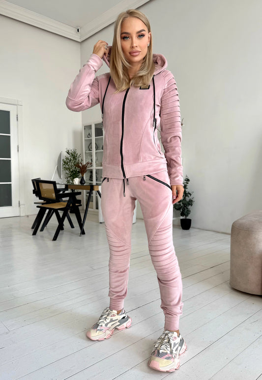 Women’s Velour Tracksuit – Relief Pink