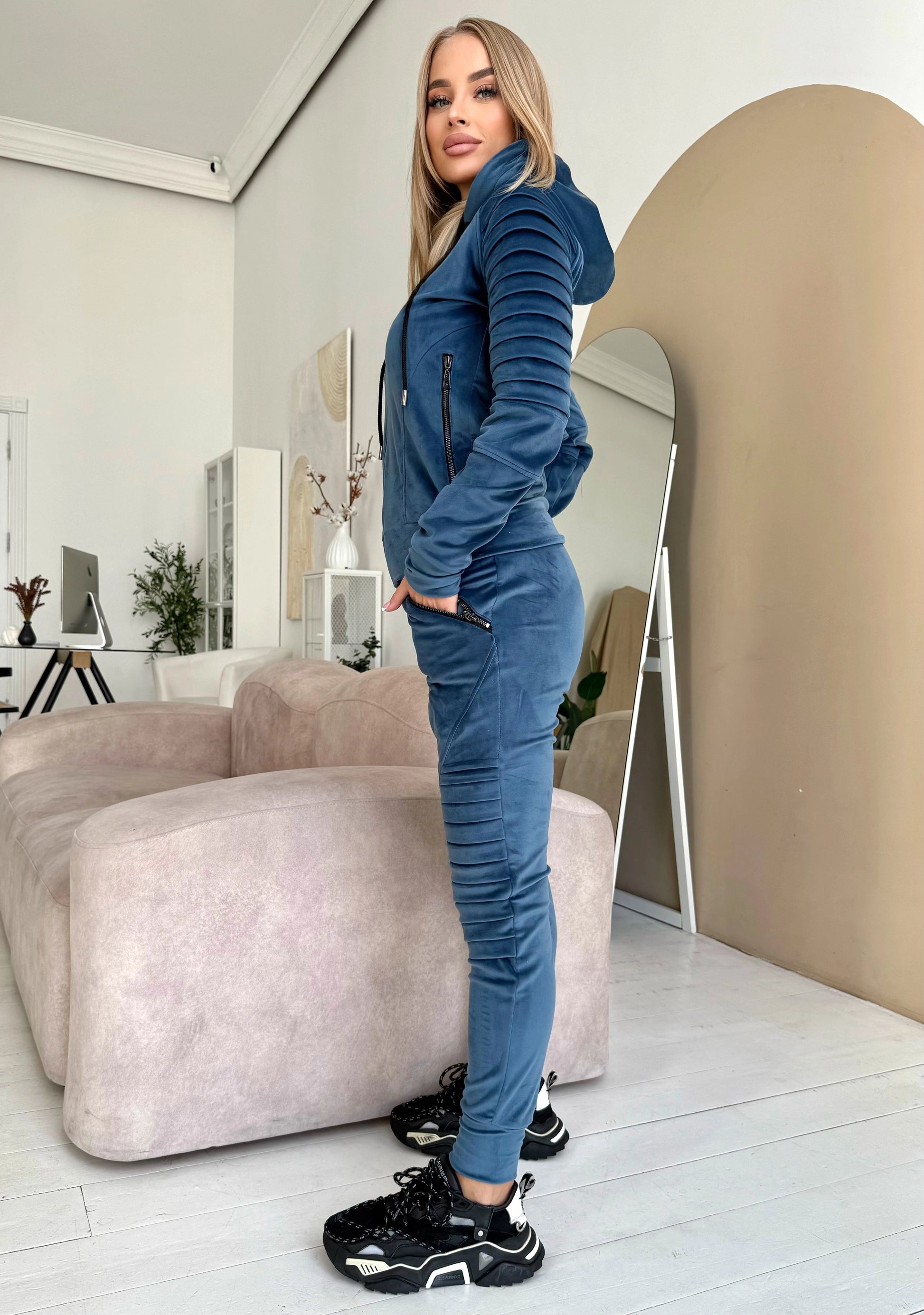 Women’s Velour Tracksuit – Relief Blue