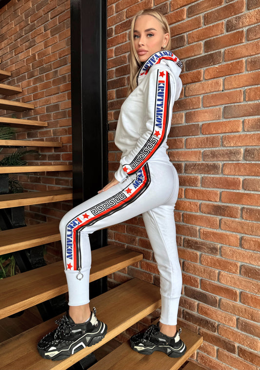 Women’s Cotton Zip-Detail Tracksuit – Istra White
