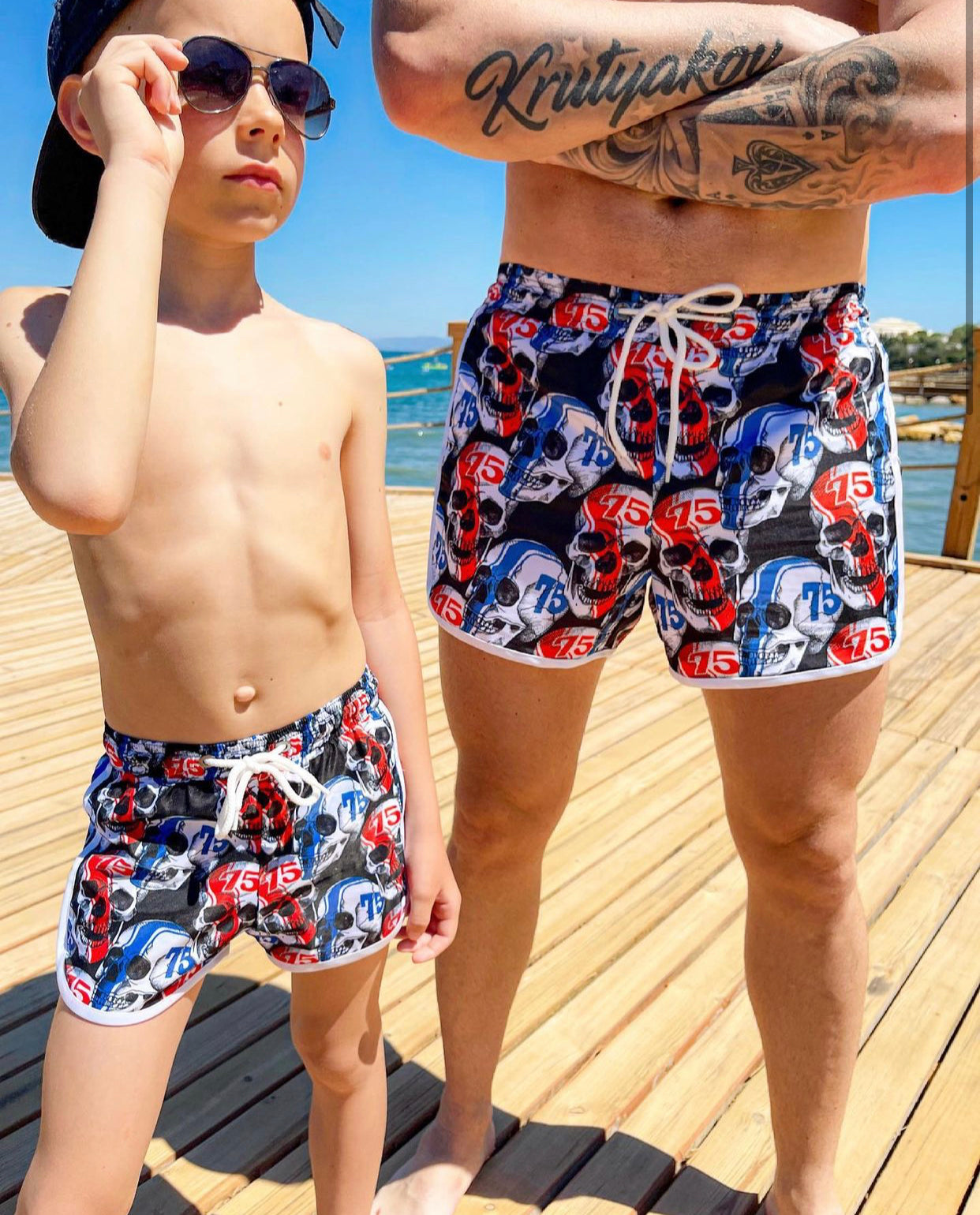 Men’s Swimshorts Skull NUMBERS 75 – Multicolor