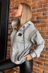 Women’s Hoodie Crystal Zipper — Grey Valery