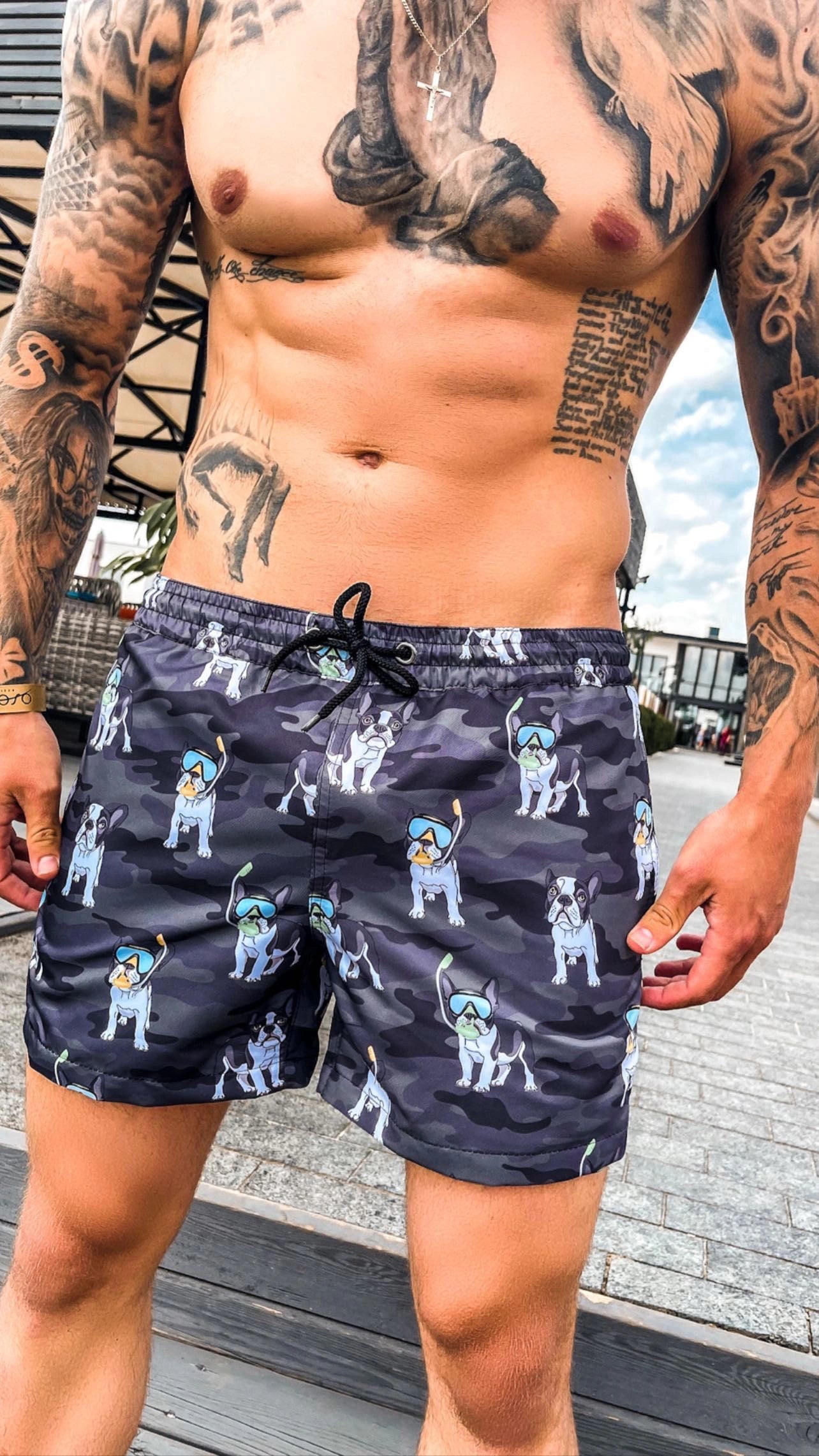 Men’s Swimshorts Scuba Dogs – Grey Camo