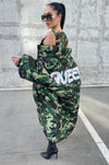 Women’s Oversized Winter Puffer Coat – Camo Queen