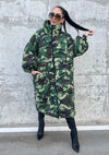 Women’s Oversized Winter Puffer Coat – Camo Queen
