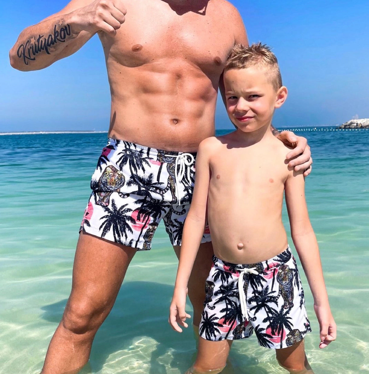 Men’s Swimshorts Palm Tigers – White