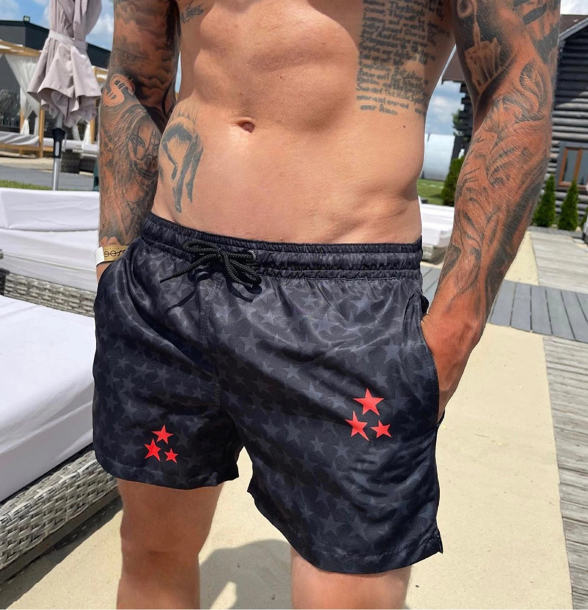 Men’s Swimshorts STARS DISTORTED – Black