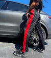 Women’s Snap-Side Trousers Unbutton Black-Red