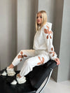 Women’s Flower Cut-Out Tracksuit — Daisy White