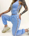 Women’s Blue Lace-Up Corset Tracksuit — Lacy Short