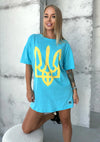 Women’s Oversize T-Shirt Ukrainian Emblem Blue
