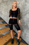 Women’s Set Infinity Mesh & Leather-Panel Black