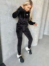 Women’s Velour Tracksuit – Relief Black