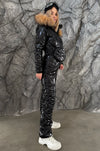 Women’s One Piece Ski Suit – Glossy Snow Suit Black Gloss