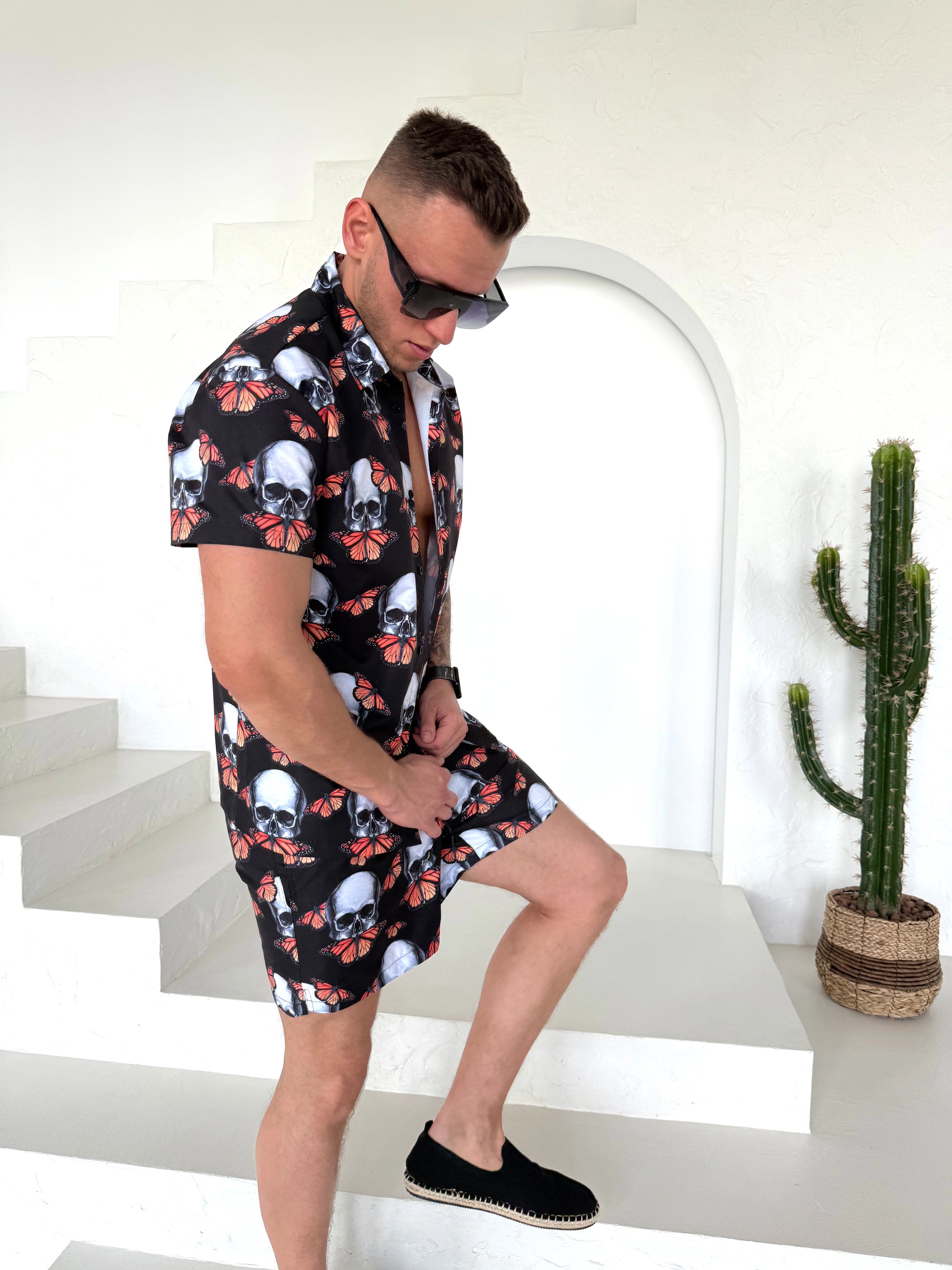 Men’s Beach Set Skull Butterflies – Black